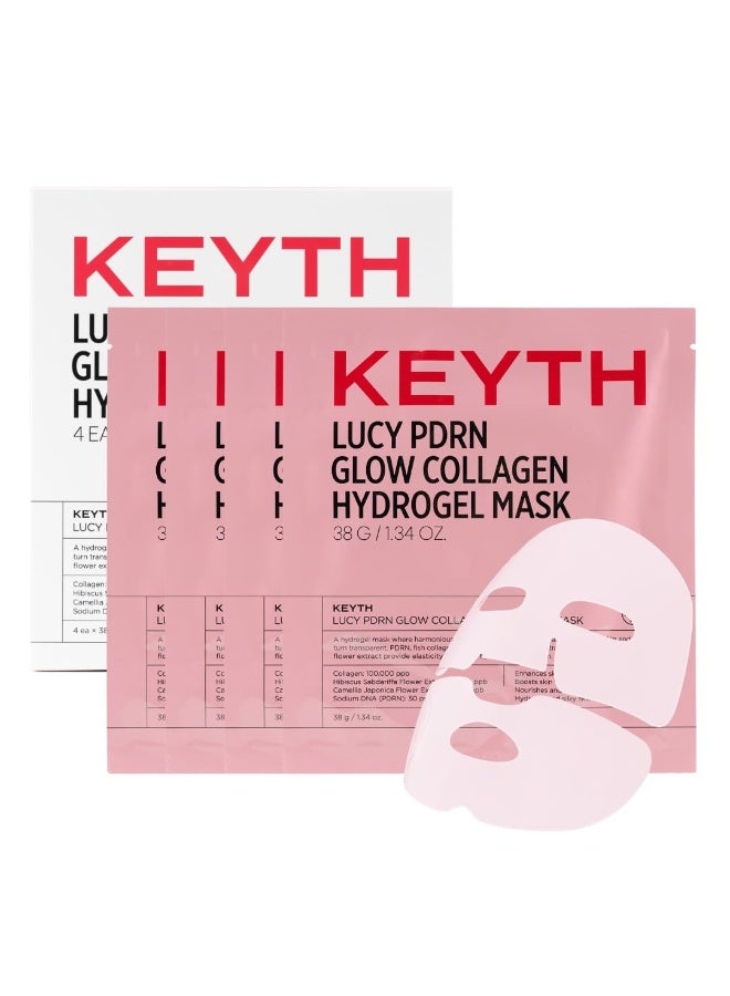 KEYTH LUCY PDRN GLOW COLLAGEN HYDROGEL MASK 4EA X 38G (1.34 OZ.) / Skin Elasticity Enhancement, Vitality Boosting, Nourishment & Soothing, Deep Hydration - Image 5
